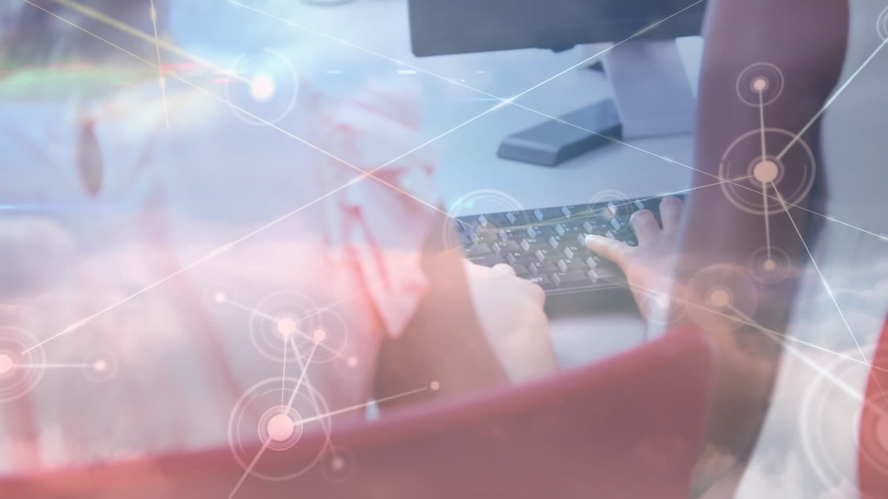 Animation of network of connections over schoolchildren using computer