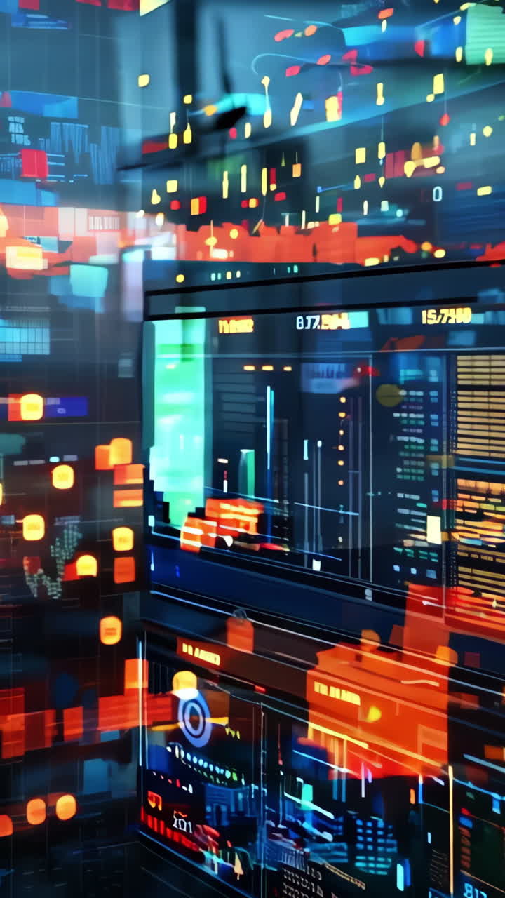 A computer screen with a lot of numbers and graphs. The image has a futuristic and technological vibe