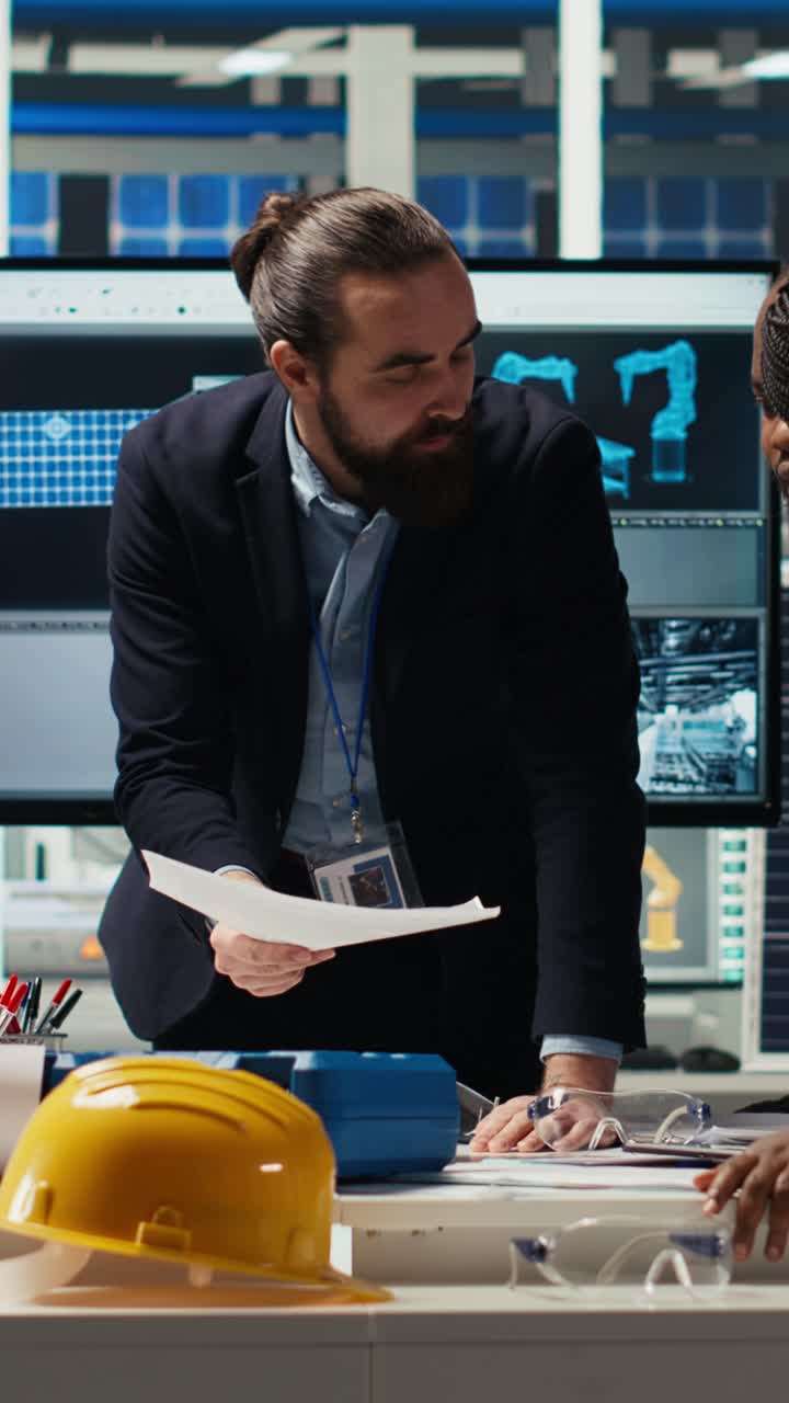 Vertical video Investors meet with factory managers to discuss production funding