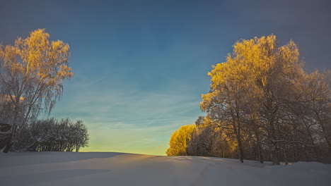 incredible timelapse of a sunset over a winter landscape in eastern europe