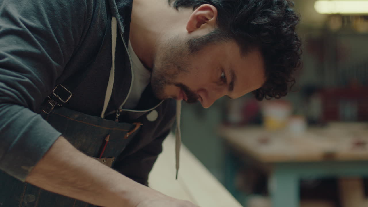 Carpenter Using Orbital Power Sander at Work