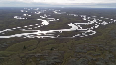 aerial view of a braided river