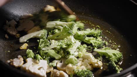 Cooking Fresh Broccoli And Cauliflower Florets For Healthy Pasta Sauce