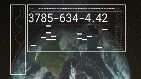 animación del procesamiento de datos digitales en el mundo sobre un fondo negro