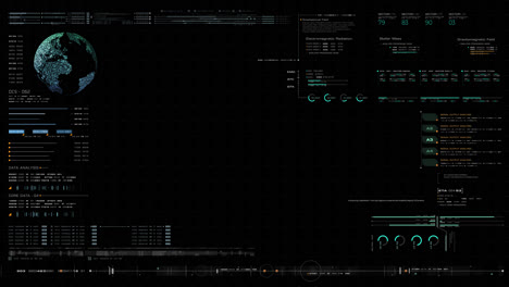 Futuristic-motion-graphic-user-interface-head-up-display-screen-template,-digital-data-telemetry-information-display-with-alpha-channel-for-graphic-overlay