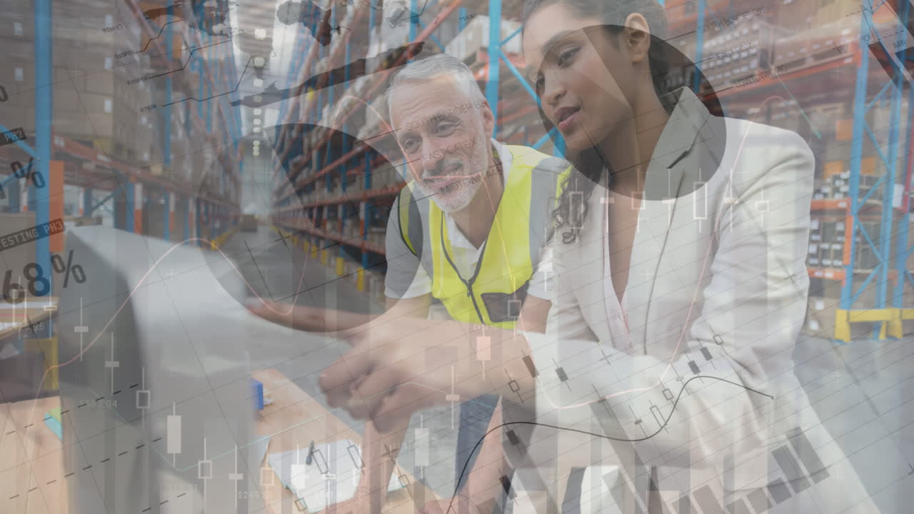 animación del procesamiento de datos sobre las personas que trabajan en el almacén