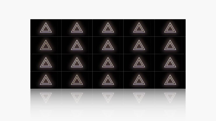 Neon gule geometriske trekanter mønster om natten