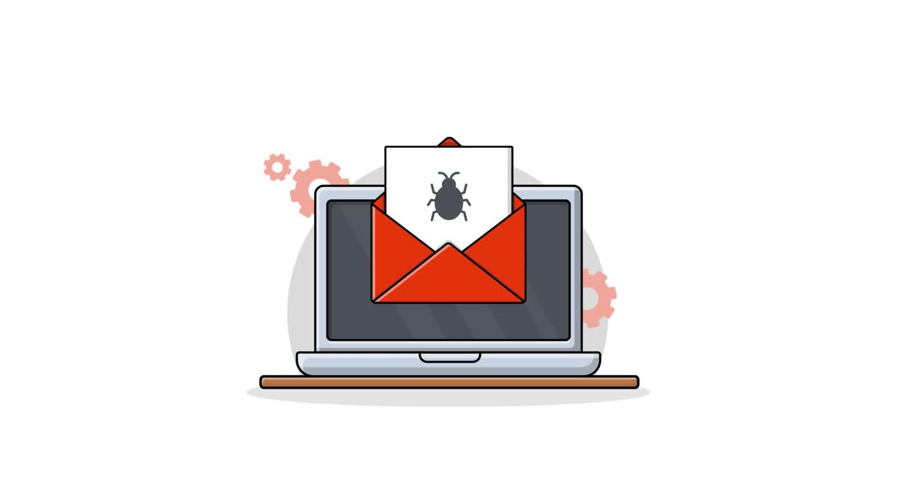Email with Bug Icon on Laptop Screen