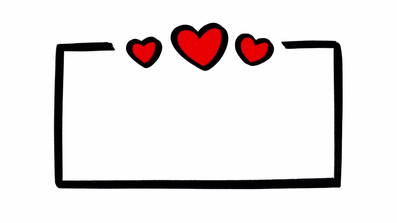 세 개의 빨간색 심장 그림, 애니메이션 프레임 그림