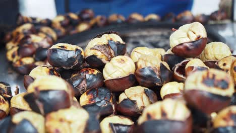 close-up of roasted chestnuts