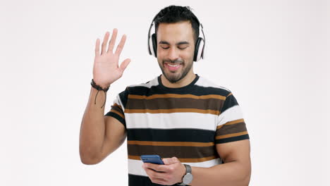 Man,-headphones-and-dance-with-smartphone
