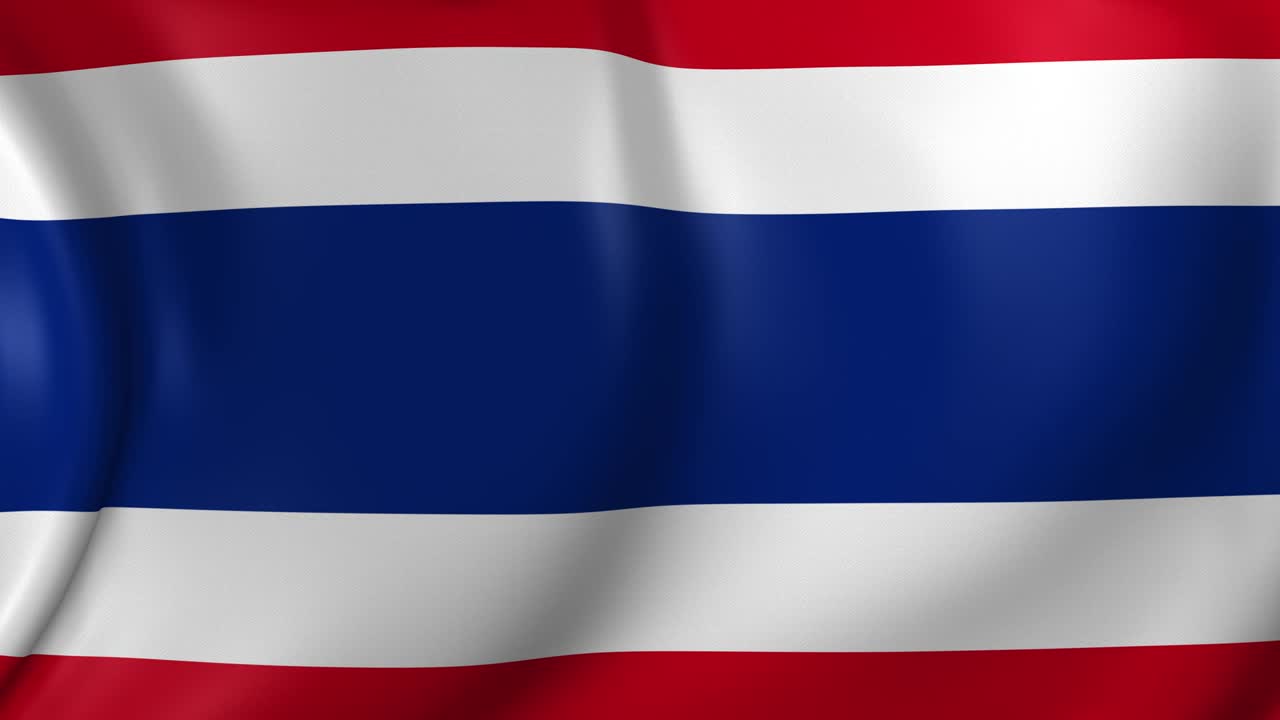 Video Animation of Thailand flag, slow Motion closeup waving in the wind.