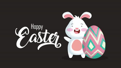 happy easter animated card with cute rabbit and lettering