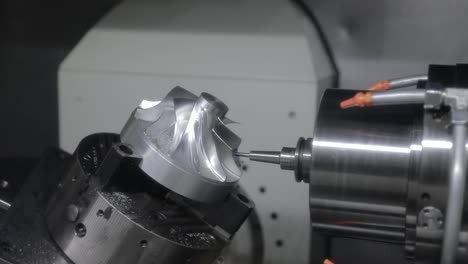 Metalworking CNC milling machine. Cutting metal modern processing technology.