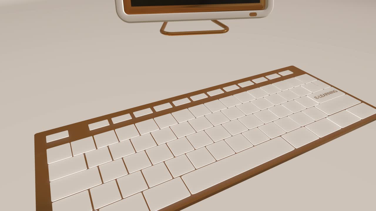 e-learning 키 컨셉 4k 3d 애니메이션 골드