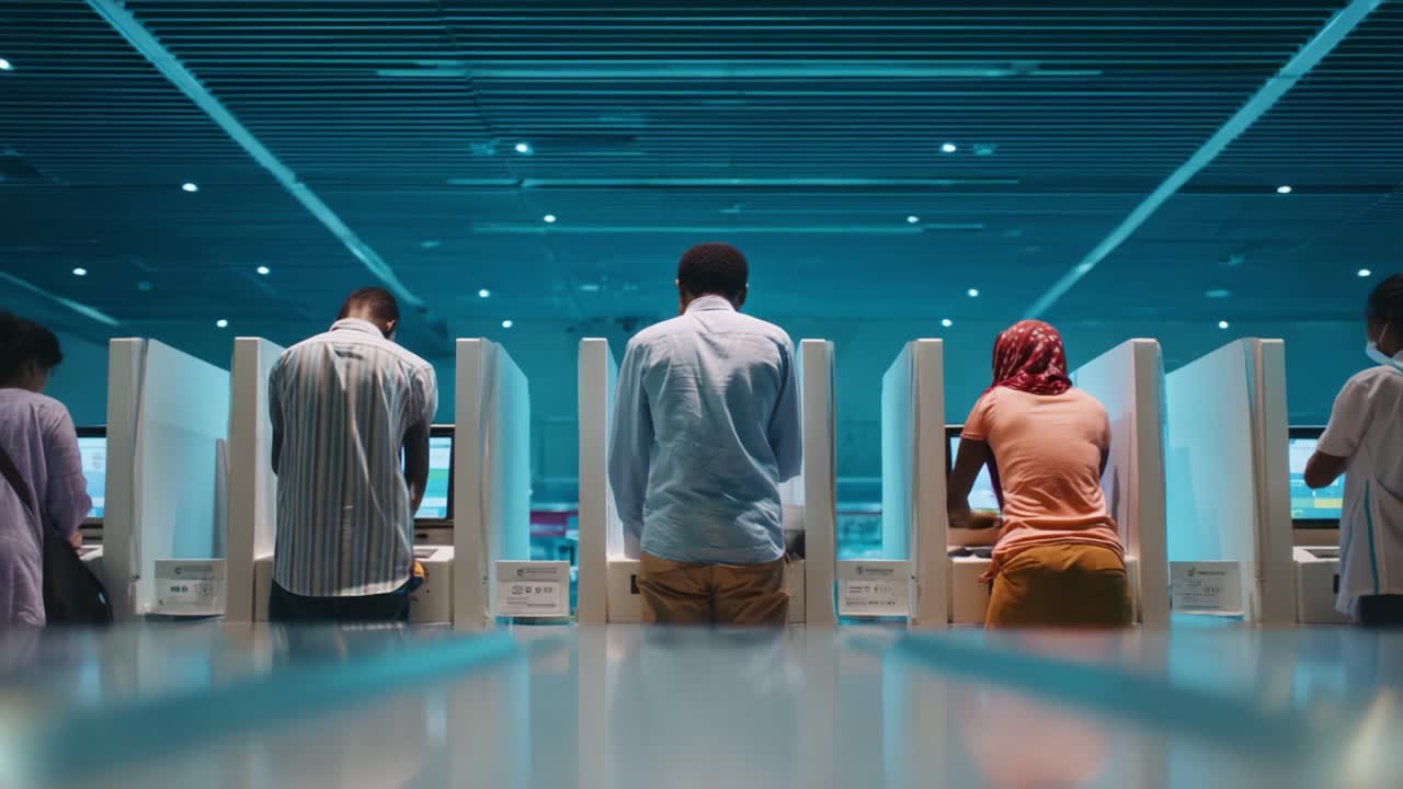 Observing Technology: Individuals Engaged at Computer Workstations in a Modern Digital Environment, Focusing on Collaboration and Learning Experience in an Innovative Workspace