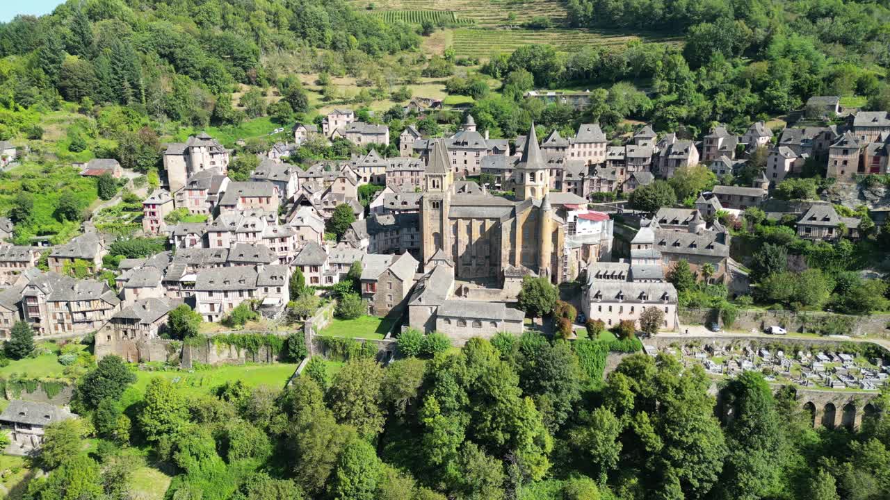 Aerial View of a Historic Village in France