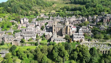 Aerial View of a Historic Village in France