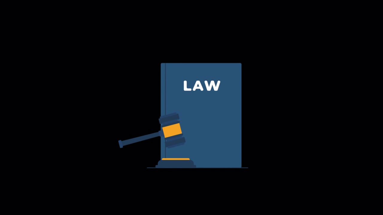 Animated Gavel Striking Sound Block Next to Law Book