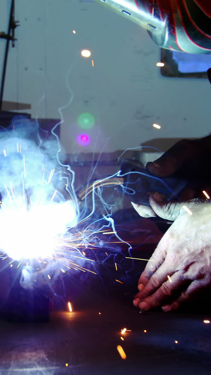 Welder working on a piece of metal