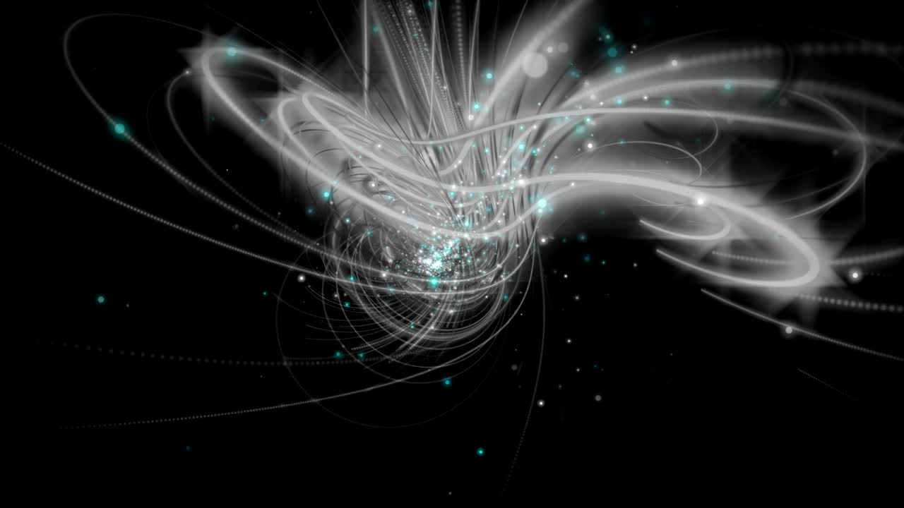Futuristic animation with stripe object and flickering particles in slow motion, 4096x2304 loop 4K
