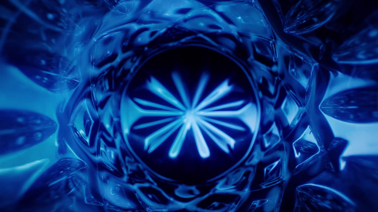 túnel de vidrio con bonitos reflejos y espectáculo de luces