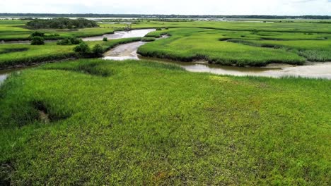 Eine-Luftüberführung-Eines-Baches,-Der-Durch-Ein-Sumpfgebiet-Zum-Matanzas-River-In-St.-Louis-Führt