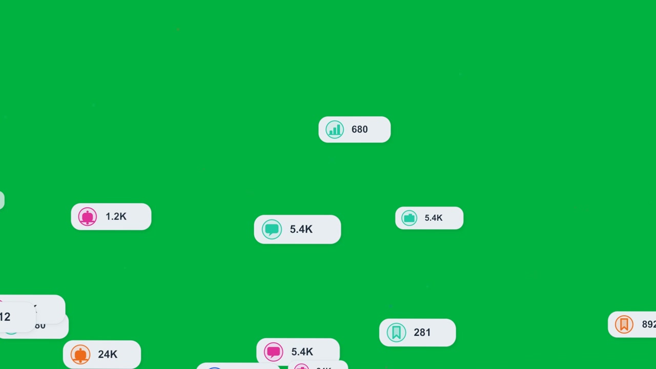 Badge metrici che salgono con l'aggiornamento delle metriche per mostrare i conteggi in tempo reale, raggruppandosi e poi scomparendo su sfondo trasparente