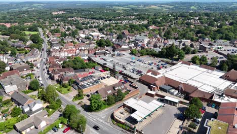 crowborough town in kent uk panning drone aerial