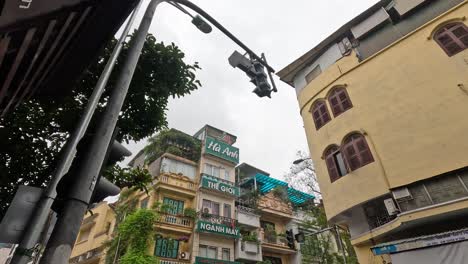 traffic light cycles at a bustling city intersection