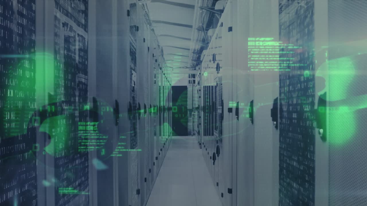 Animation of data processing over server room