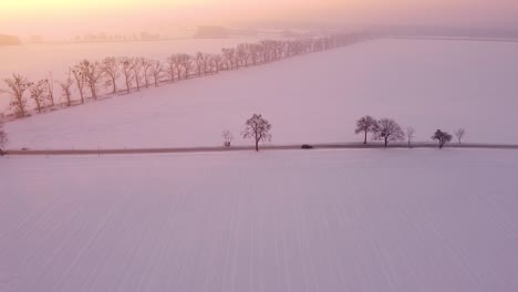 simple yet beautiful winter landscape at sunrise