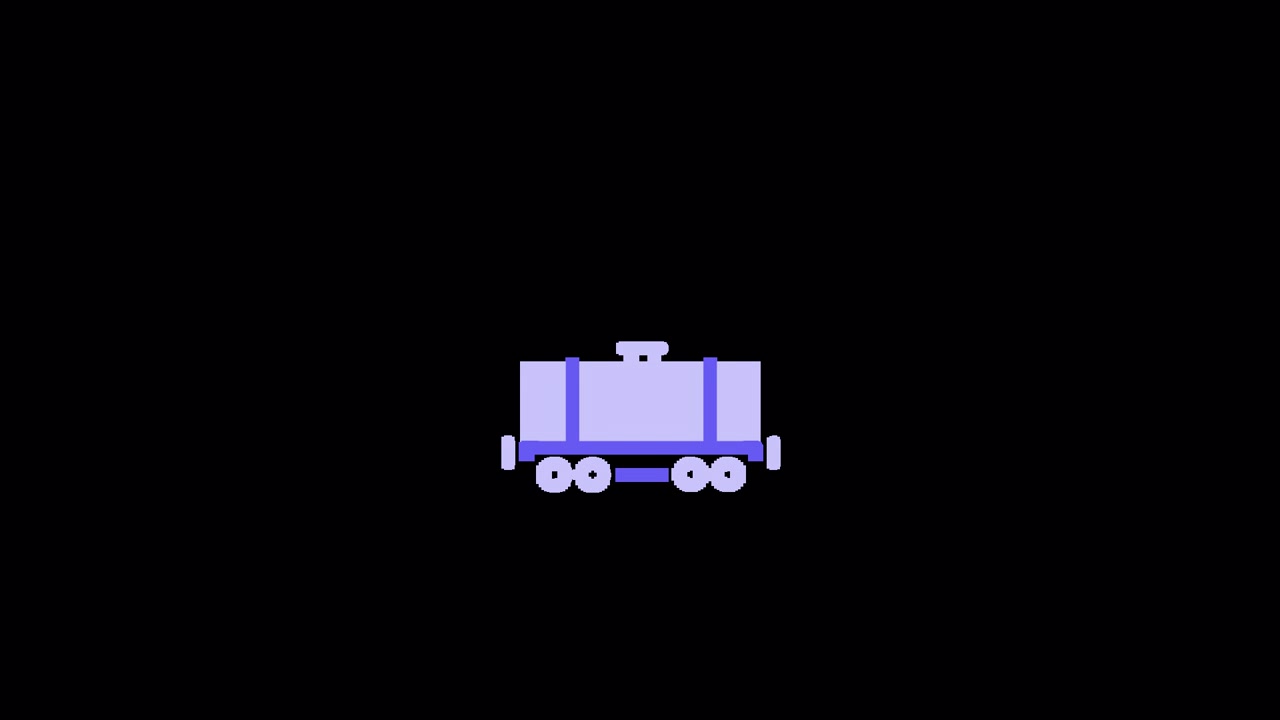 Icona Animata Minimalista di un Vagone Ferroviario su Sfondo Nero