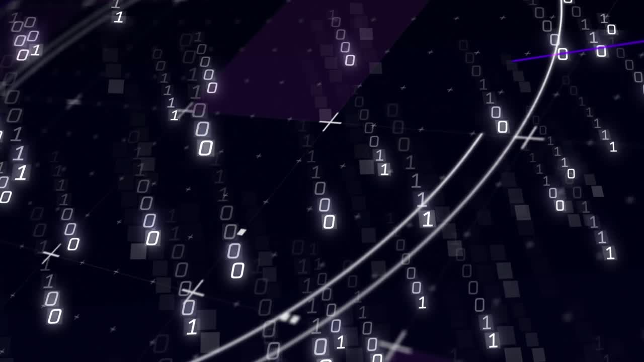 Animation of data processing on black background
