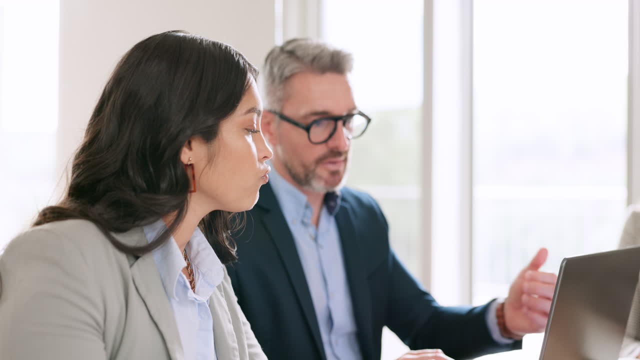 portátil, colaboração e reunião com uma empresa