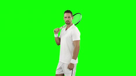 Porträt-Eines-Tennisspielers,-Der-Mit-Einem-Schläger-Steht