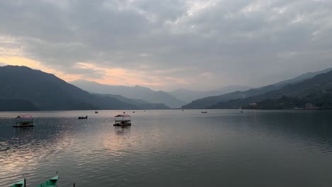 landscape view of phewa lake in pokhara, nepal