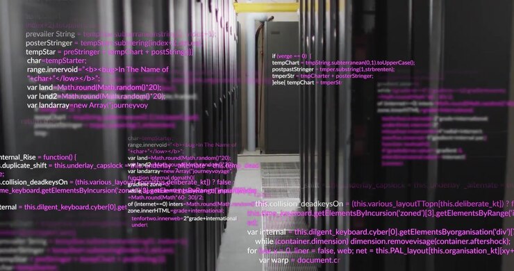Animation of data processing against computer server room