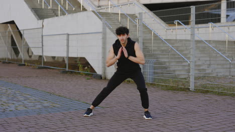 man doing fitness exercises outdoors
