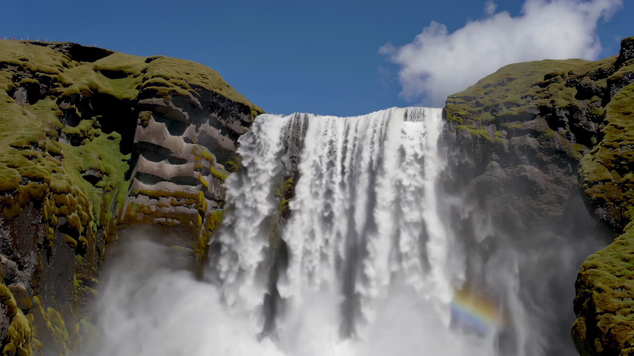 Majestic Skogafoss Waterfall in Iceland with Lush Green Scenery