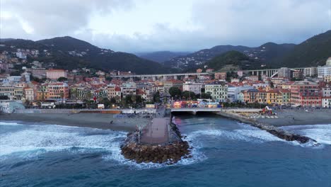 breakwater at varazze beach in italy