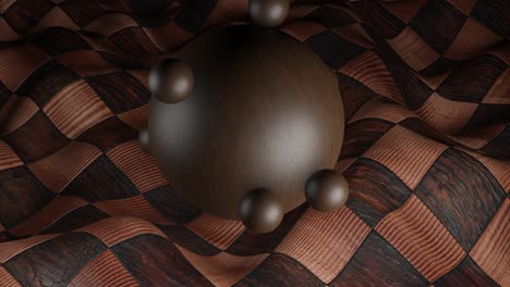 esfera de madera en una superficie de tablero de ajedrez