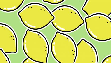 Animation-of-single-lemons-floating-on-green-background