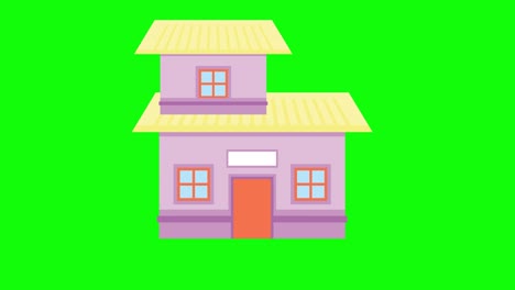 animation of building house on green screen background.