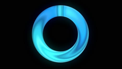 seamless loop rotating azure colored ring on black background