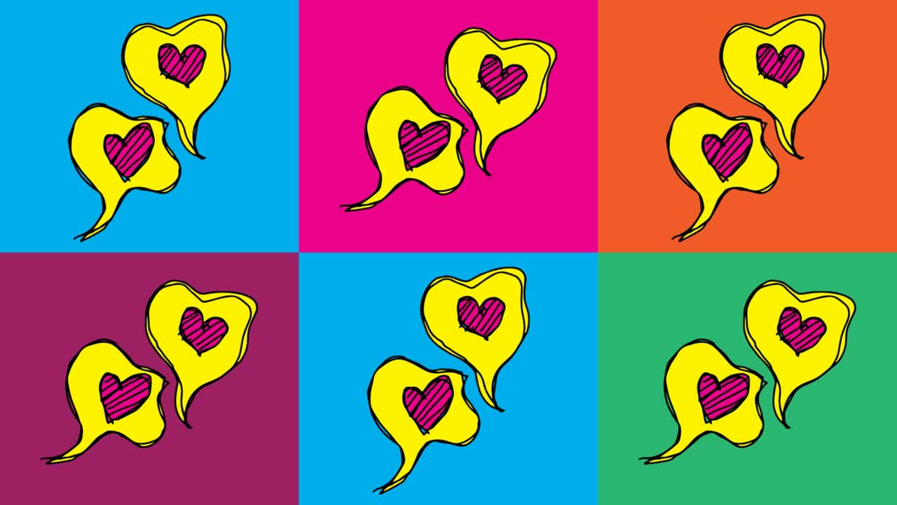 아이들이 사랑의 주제로 팝 아트를 그림 그리는 원활한 배경