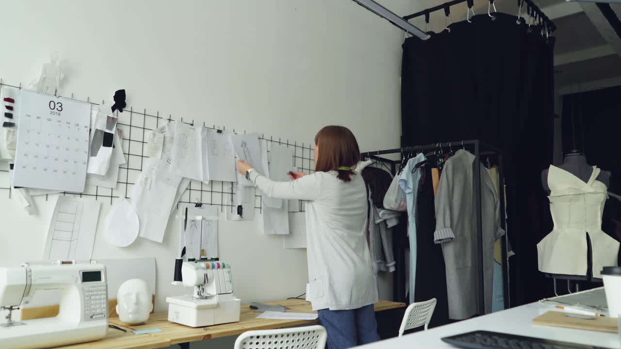 Fashion Designer Working in Design Studio