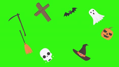 grupo de elementos gráficos de halloween animación pantalla verde clave de croma