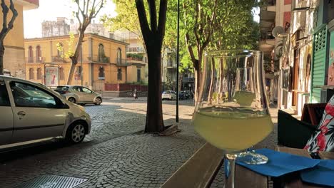 street view with drink in naples, italy