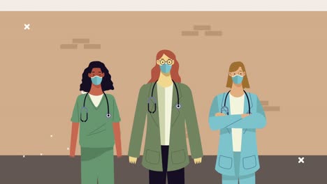 female doctors staff characters animation